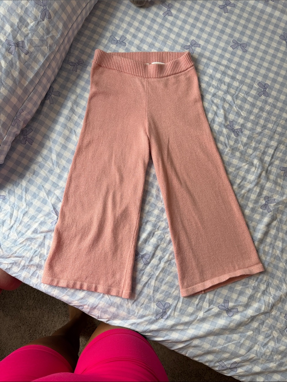 H&M Pink Knit Wide-Leg Kids Pants